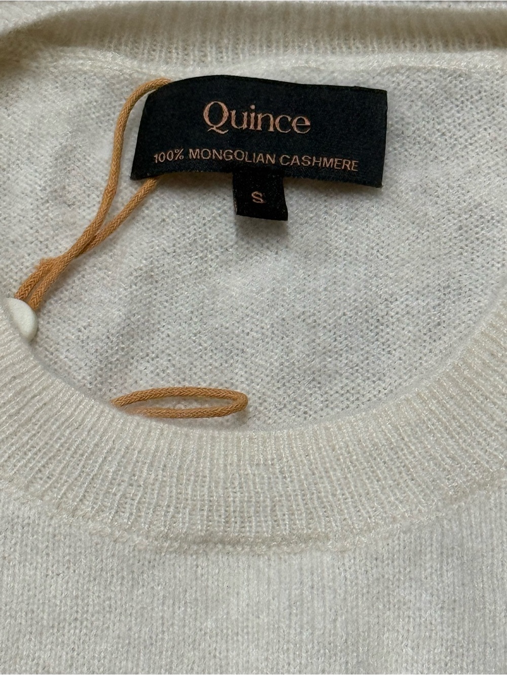 Quince 100% Cashmere Short Sleeve Cream Top - Picture 4 of 7